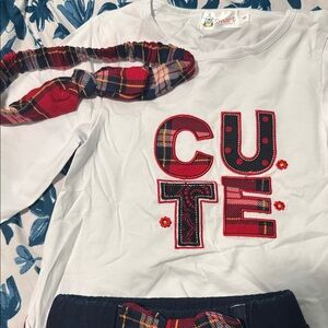 Cute Kids Matching Set - White and Red Plaid by